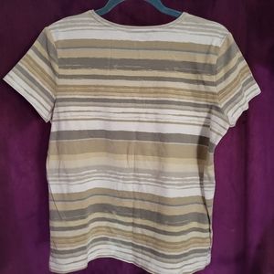 Croft&Barrow XL stripe shirt Tans/white